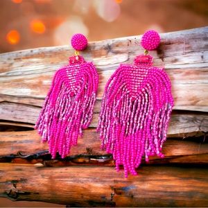 Gorgeous Pink Seed Bead Dangle Earrings